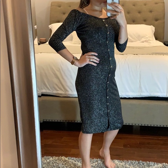 Say What? Off shoulder, sparkly Midi Dress, Sz Sm - Picture 7 of 9
